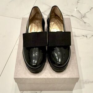 NWT✨ Steiger Paris Black Patent Bow Loafers • Size 37.5 (fits US 7–7.5)